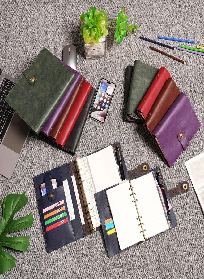 Wonderpool A5 Binder Journal Leather Spiral Notebook Refillable College Ruled Paper, Budget Binder Rings Diary Organizer with Pen for Office School Travel Business Planning Writing (Green,A5) - Image 4