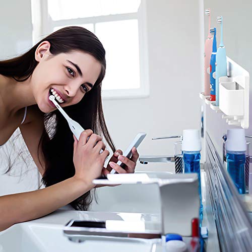 simpletome Adhesive Electric Toothbrush Holder Wall Mounted Razor Hanger Bathroom Organizer Box ABS (White) - Image 4