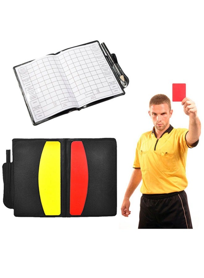 Referee Cards Set-Football Red And Yellow Cards & Whistle Referee Red And Yellow Cards, Referee Equipment Match Recording Tool Pencil Wallet Scoresheets Accessories for Football Soccer Game Sports  - Image 1