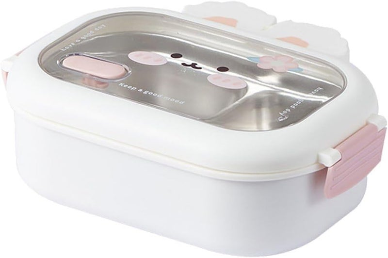 Genaric HOMERA 1000 ml Kids Thermal Lunch Box Stainless Steel Leak Resistant Divided Bento Container with Airtight Seal Spoon Included Microwave and Dishwasher Safe