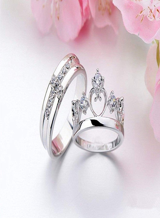 Mahi Rhodium Plated Couple Ring Set With Cubic Zirconia and Crystal for Men and Women FRCO1103032R - Image 4