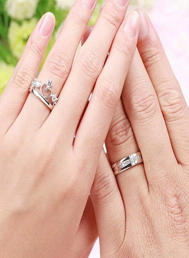 Mahi Rhodium Plated Couple Ring Set With Cubic Zirconia and Crystal for Men and Women FRCO1103032R - Image 2