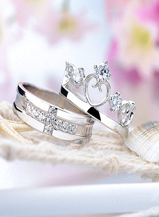 Mahi Rhodium Plated Couple Ring Set With Cubic Zirconia and Crystal for Men and Women FRCO1103032R - Image 5