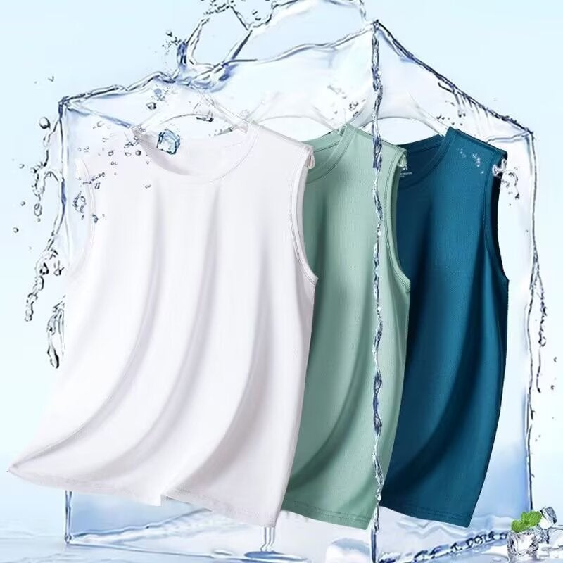 Summer Thin Ice Mesh Vest Men'S Breathable Quick-Drying Sports Large Size Cut Out Wide Shoulder Sleeveless T-Shirt Men'S Top - Image 5