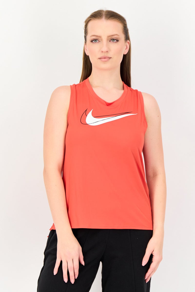 Nike تي شيرت جري نسائي بدون أكمام بتقنية دري فيت، أحمر - Image 1