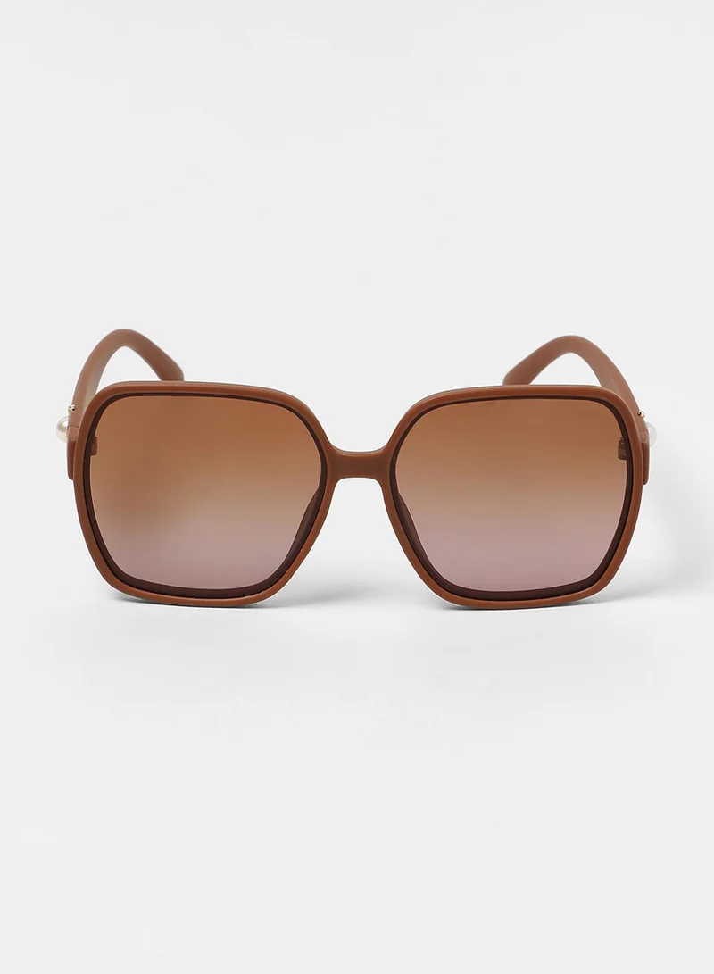 صوص هاوت The Embellished Oversized Sunglasses - Ash Brown