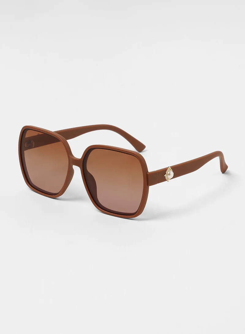 صوص هاوت The Embellished Oversized Sunglasses - Ash Brown