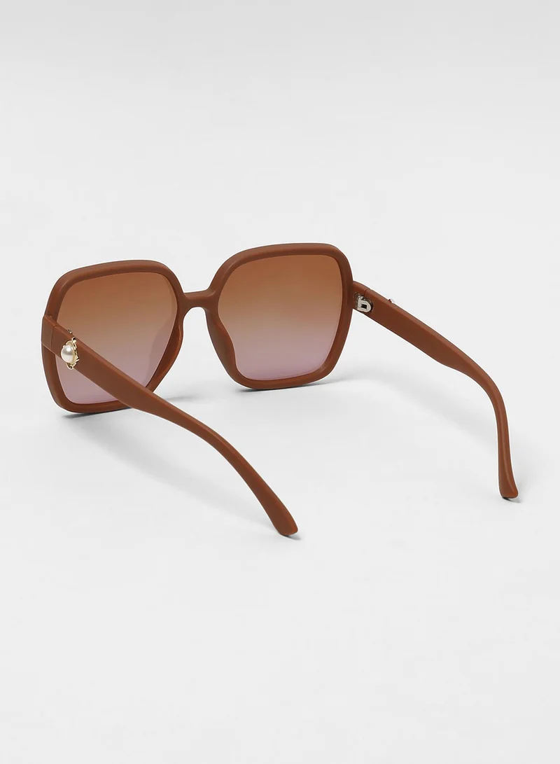 صوص هاوت The Embellished Oversized Sunglasses - Ash Brown