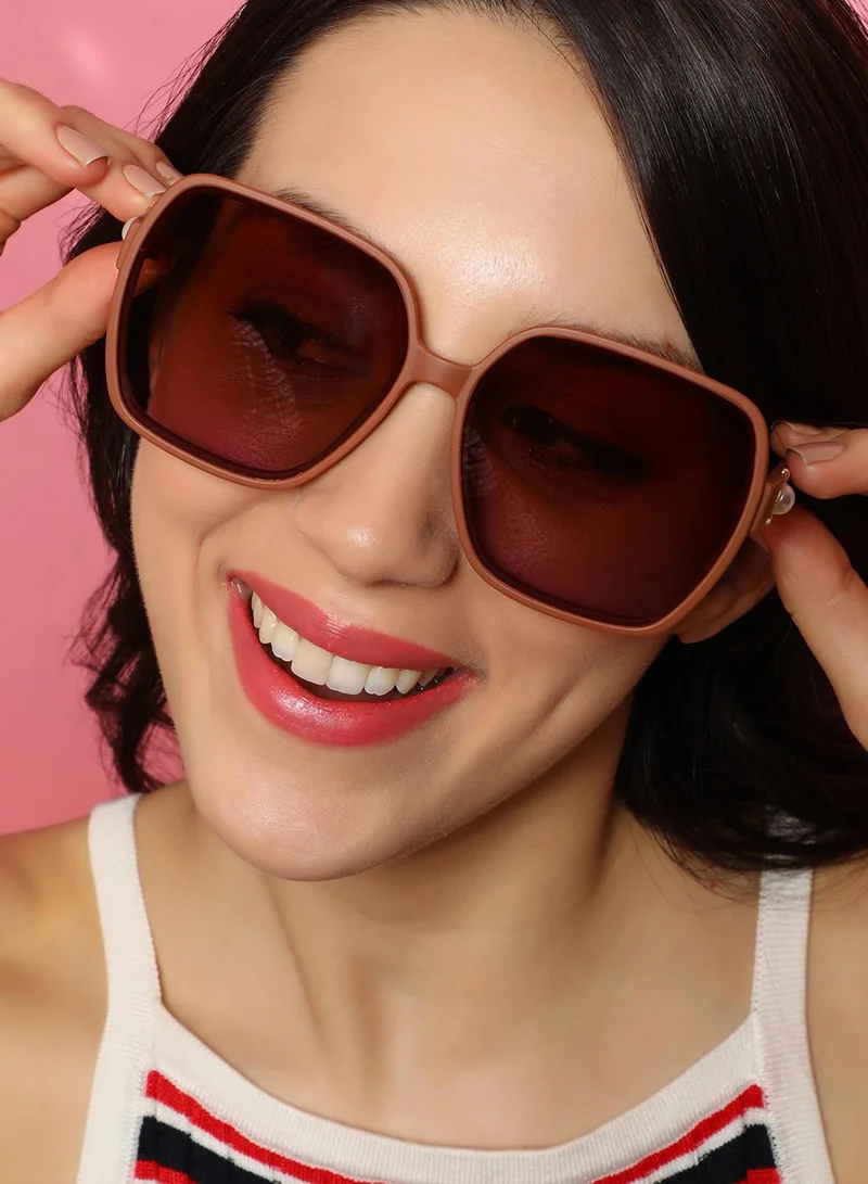 صوص هاوت The Embellished Oversized Sunglasses - Ash Brown