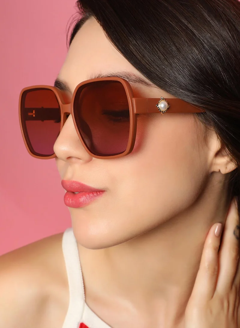 صوص هاوت The Embellished Oversized Sunglasses - Ash Brown