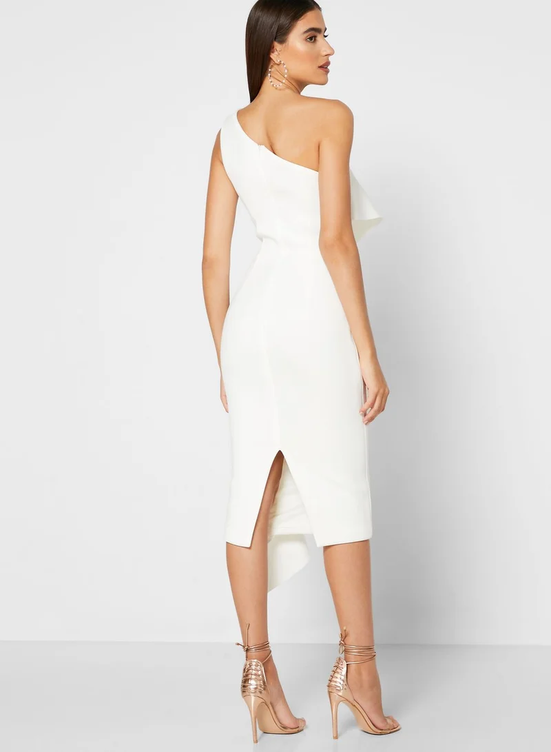 lavish alice Waterfall Detail One Shoulder Dres