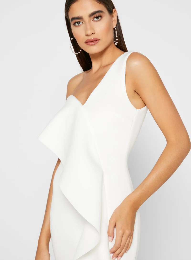 lavish alice Waterfall Detail One Shoulder Dres