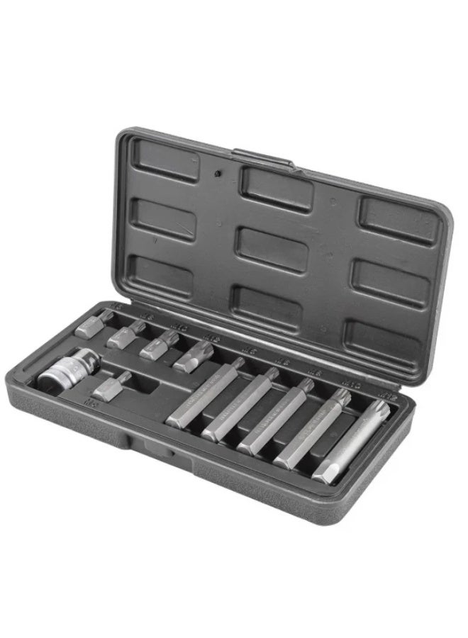ROCKFORCE Set of bits spline with bit holder, 11pcs 1/2" (l:30/75mm; m5, m6, m8, m10, m12), in a metal case - Image 2