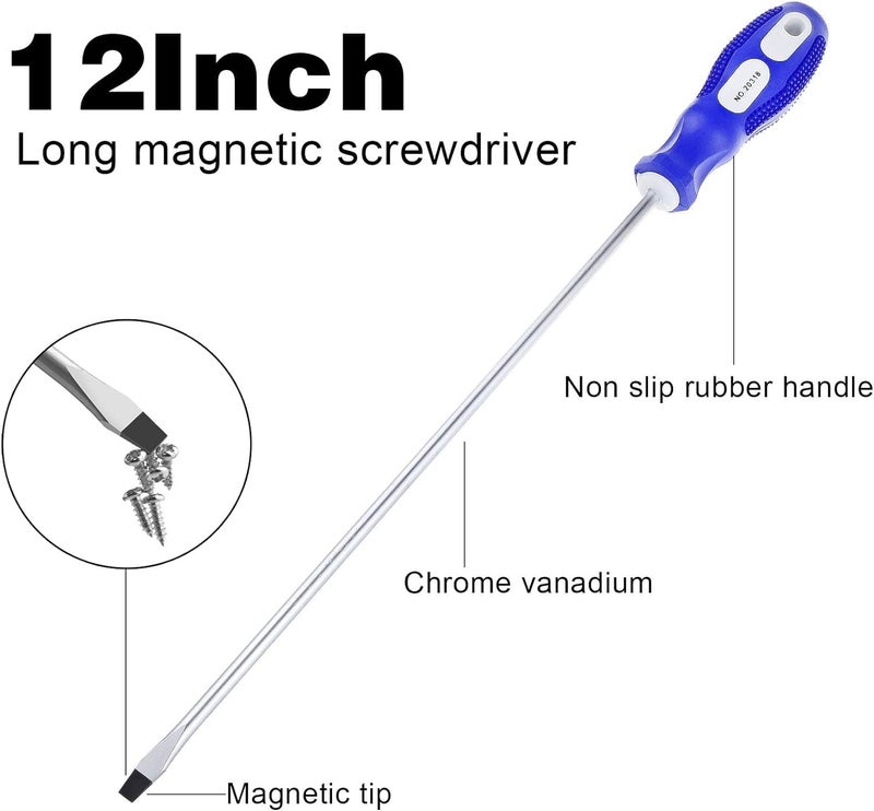 Nxtop 12-inch long Screwdriver Magnetic Tip Cross Head Flat Head NO.2 Screwdriver 2pack - Image 3