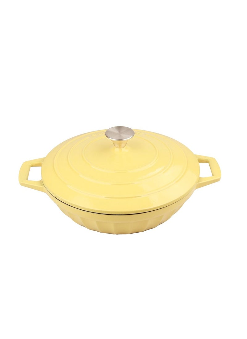 VAV - Dutch Oven Shallow Casserole Braiser Pan 28cm-Yellow - Image 1