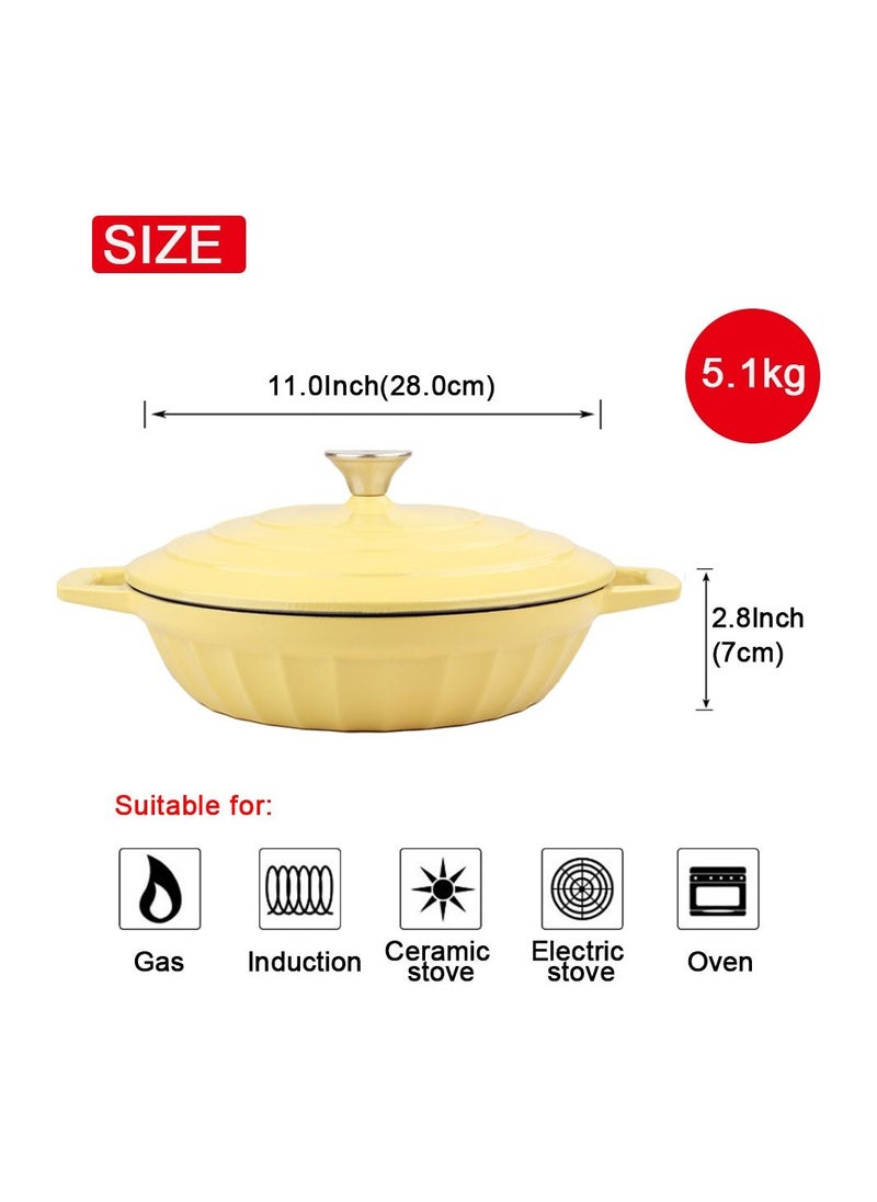 VAV - Dutch Oven Shallow Casserole Braiser Pan 28cm-Yellow - Image 1