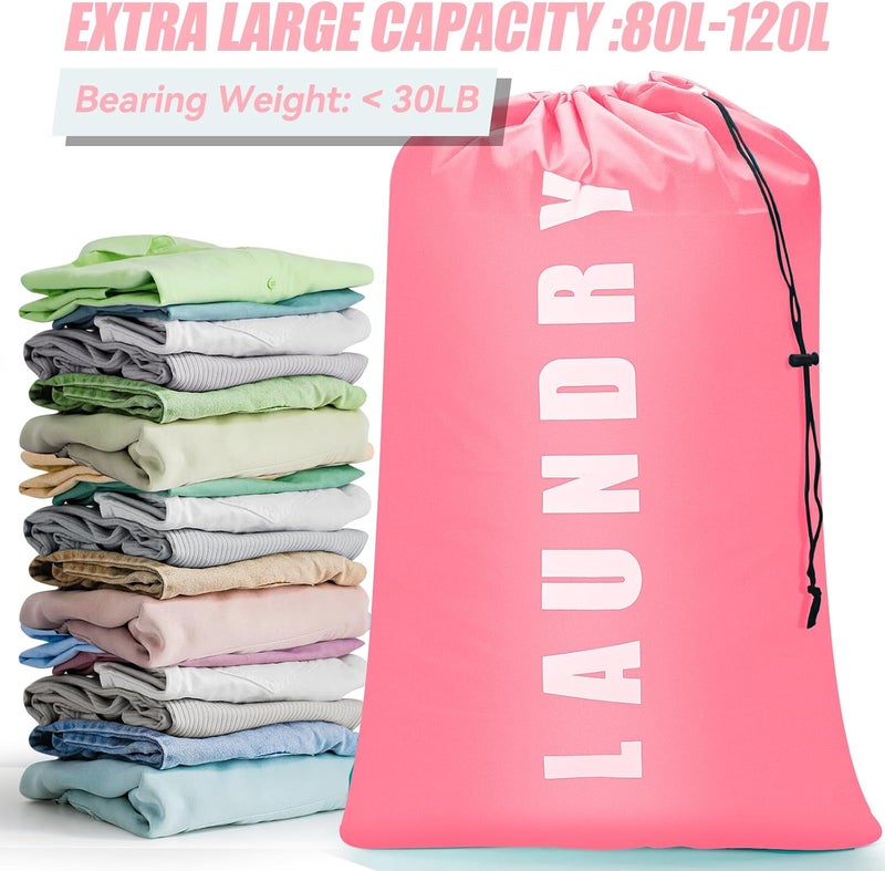 Laundry Bag,2 Pack Travel Laundry Bags for Dirty Clothes,Large Laundry Bags for Camping & Traveling,Dirty Clothes Travel Bag,24" x 36" (Cyan + Pink) - Image 4