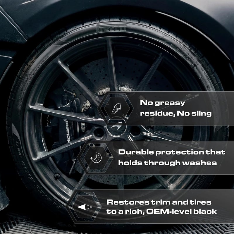 BlackLine Car Care - Blackout Trim and Tire Dressing for Plastic, Rubber, Vinyl, and Tires Safe for Cars, Trucks, SUVs & More - 16 fl OZ - Image 2