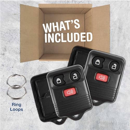 KeylessOption 2X KeylessOption Key Fob Cover Case Replacement for 1998 1999 2000 2001 2002 2003 2004 2005 2006 2007 2008 2009 2010 2011 2012 2013 2014 2015 2016 Ford F150 Lincoln Mercury Remote Shell, 3-Button - Image 2