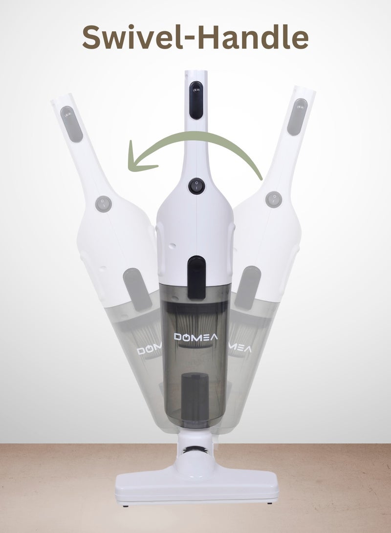 DOMEA Handheld Vacuum, 600W, 3-in-1 Stick Cleaner, 16000Pa Suction, HEPA Filter, 1.2L Dust Capacity, 5m Cord, Lightweight, Ideal for Home, Car, Floors, Sofas, Carpet, Pet Hair Cleaning, White - Image 5