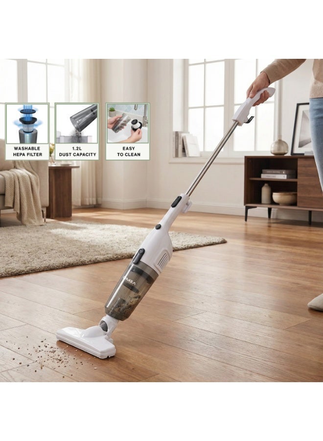 DOMEA Handheld Vacuum, 600W, 3-in-1 Stick Cleaner, 16000Pa Suction, HEPA Filter, 1.2L Dust Capacity, 5m Cord, Lightweight, Ideal for Home, Car, Floors, Sofas, Carpet, Pet Hair Cleaning, White - Image 3