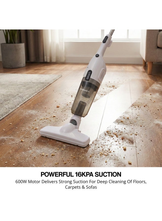 DOMEA Handheld Vacuum, 600W, 3-in-1 Stick Cleaner, 16000Pa Suction, HEPA Filter, 1.2L Dust Capacity, 5m Cord, Lightweight, Ideal for Home, Car, Floors, Sofas, Carpet, Pet Hair Cleaning, White - Image 4