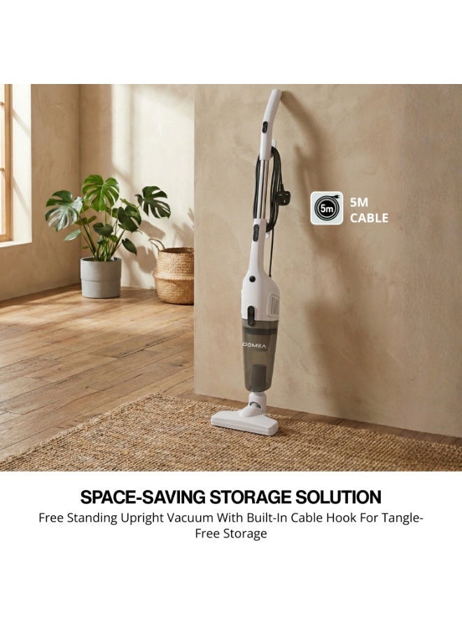 DOMEA Handheld Vacuum, 600W, 3-in-1 Stick Cleaner, 16000Pa Suction, HEPA Filter, 1.2L Dust Capacity, 5m Cord, Lightweight, Ideal for Home, Car, Floors, Sofas, Carpet, Pet Hair Cleaning, White - Image 5