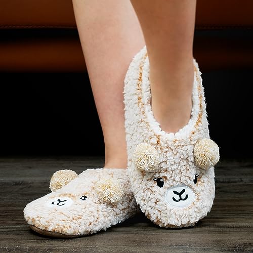 Cozylook Bear Slippers for Kids Cute Animal Slippers Soft Sole Fuzzy Warm Indoor Non Slip Size 4-6 - Image 2