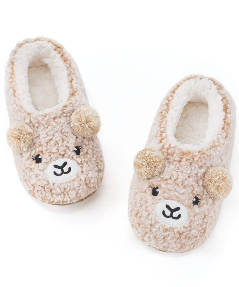 Cozylook Bear Slippers for Kids Cute Animal Slippers Soft Sole Fuzzy Warm Indoor Non Slip Size 4-6 - Image 1