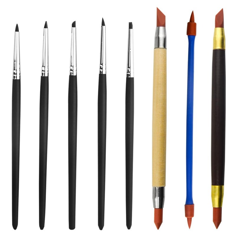 TOVOT 8PCS Silicone Paint Brushes Kit DoubleEnded Silicone Clay Tools Rubber Paint Brushes for Crafts Modeling Craving Shaping - Image 3