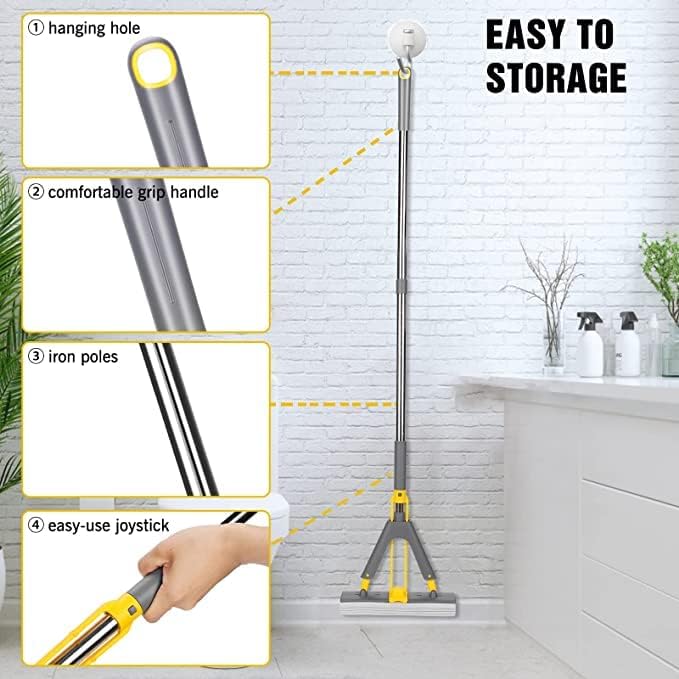 Calyrex Butterfly mop Magic mop Stainless Steel Telescopic Handle Absorbent Sponge mop Home Butterfly Head Floor Cleaner Cleaning Squeeze mop - Image 3
