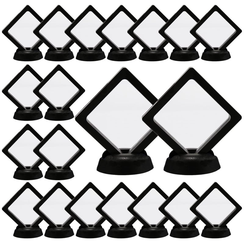 Szehap Set of 20 Pcs 3D Floating Display Case 35 x 35 x 08 Inch Black Coin Display Frame Stand Holder for Challenge Coins Medallions Jewelry Specimen