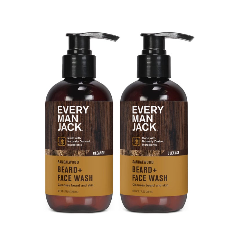 Every Man Jack Sandalwood Beard  Face Wash  Made wNaturally Derived Ingredients like Aloe Vera  Coconut  67oz 2 Pack