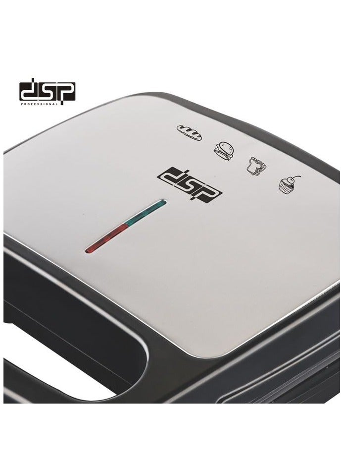 DSB DSP Sandwich Maker - 800W Non-Stick Cooking Plates, Plate Function, Temperature Control, Cool Touch Exterior, Ready to Cook Indicator Light, Lockable Lid, Sandwich Maker, Non-Stick Surface KC1170 - Image 4
