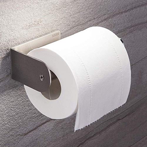 Tagve Self Adhesive Kitchen Tissue Hanging Holder Stainless Steel Bathroom Toilet Roll Rustproof Paper Holder (Silver) - Image 2