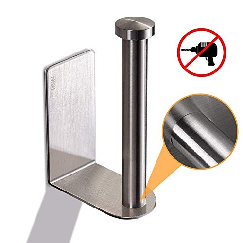 Tagve Self Adhesive Kitchen Tissue Hanging Holder Stainless Steel Bathroom Toilet Roll Rustproof Paper Holder (Silver) - Image 5