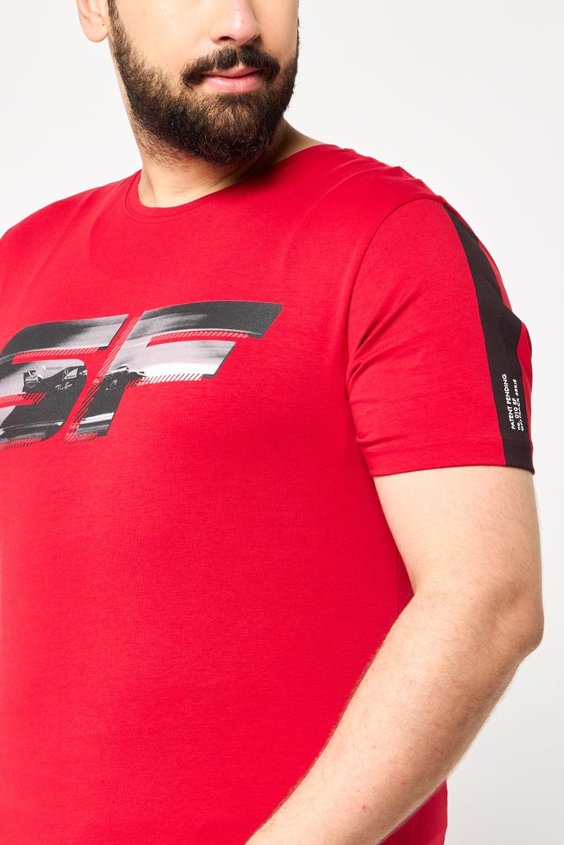 Scuderia Ferrari Men Slim Fit Short Sleeve Outdoor T-Shirt, Red  - Image 3