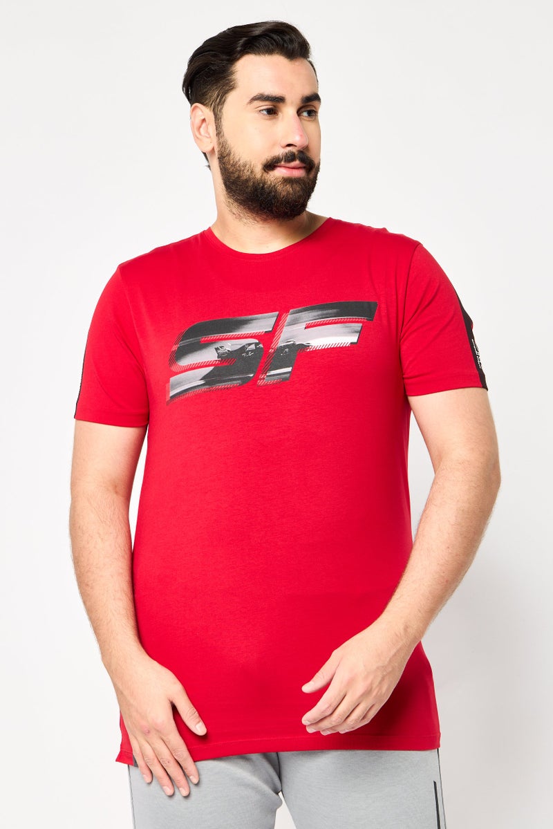 Scuderia Ferrari Men Slim Fit Short Sleeve Outdoor T-Shirt, Red  - Image 1