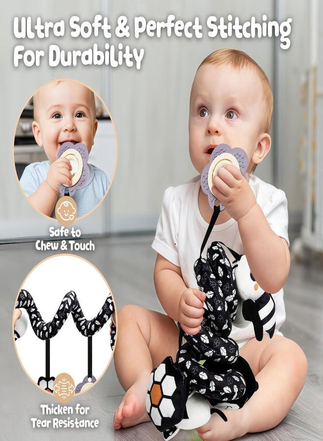 TSYAN Car Seat Toys for Babies 0-6 Months,Hanging Rattle Toys for Crib Mobile, Baby Spiral Hanging Stroller Black and White High Contrast Toys for Newborn 0 3 6 9 12 Months Baby Boys Girls (Bear) - Image 4