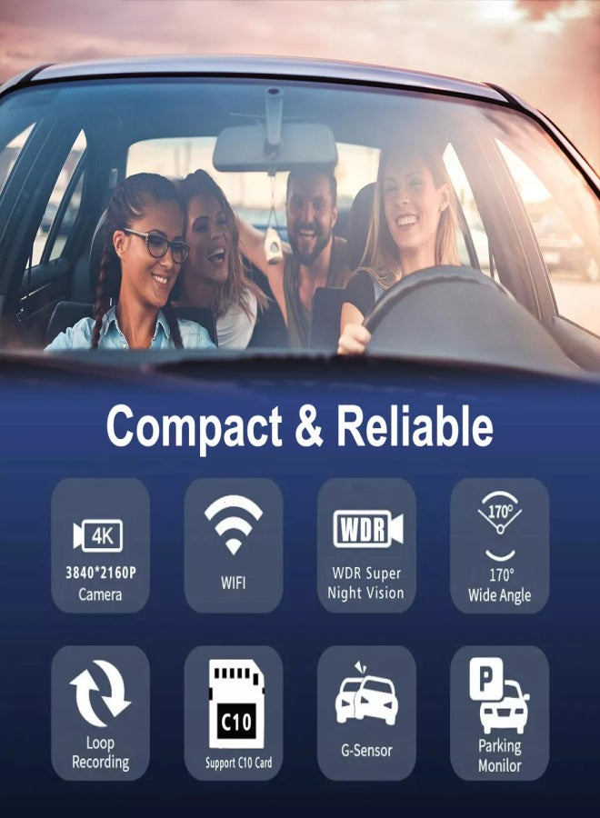 HD 4K 3840 * 2160P driving recorder WIFI camera Car DVR camera Video recorder Driving recorder 24-hour monitoring Night vision - Image 5