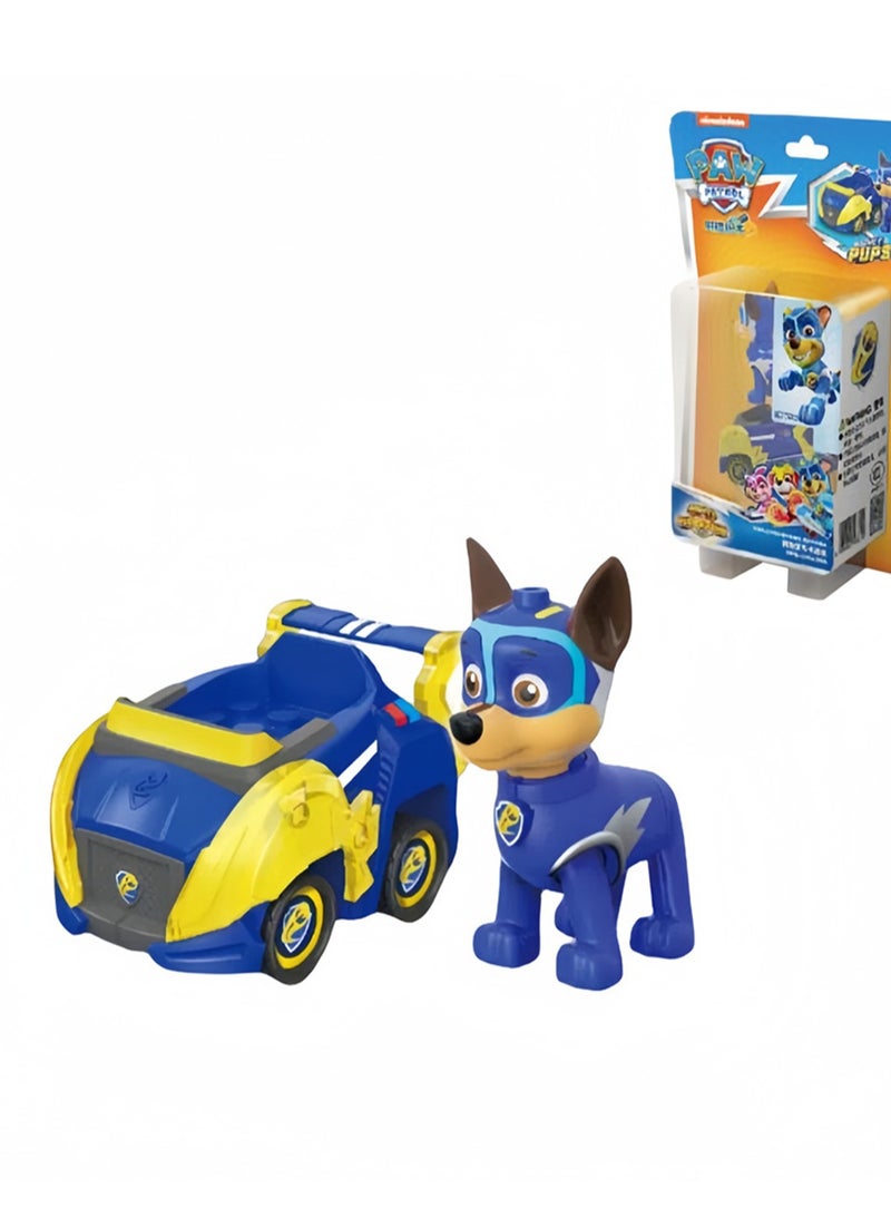 (Archie Police Car) Paw Patrol Power Dog Super Team Pull Back Car Series Assembling Building Blocks Toy Doll  - Image 1