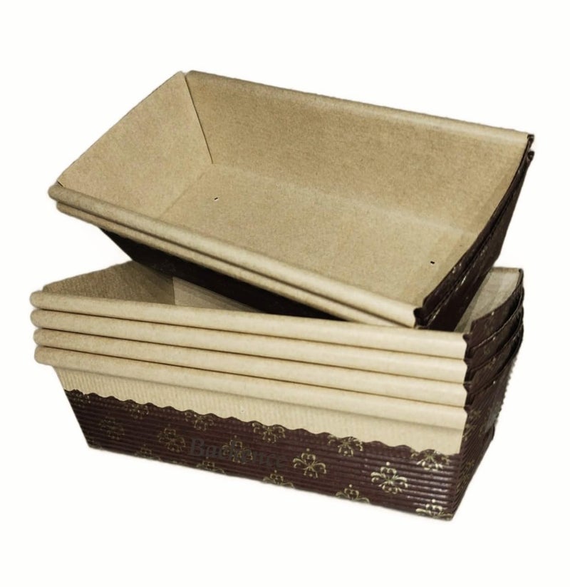 Baekence Baekence Bake and Serve Cake Moulds Paper Rectangular Baking Tray 200 Grams Brown Pack of 25 pcs - Image 3