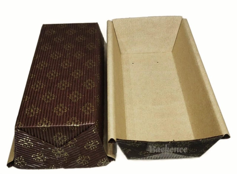 Baekence Baekence Bake and Serve Cake Moulds Paper Rectangular Baking Tray 200 Grams Brown Pack of 25 pcs - Image 2