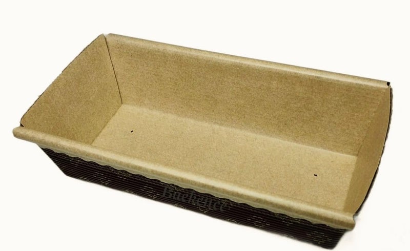 Baekence Baekence Bake and Serve Cake Moulds Paper Rectangular Baking Tray 200 Grams Brown Pack of 25 pcs - Image 1