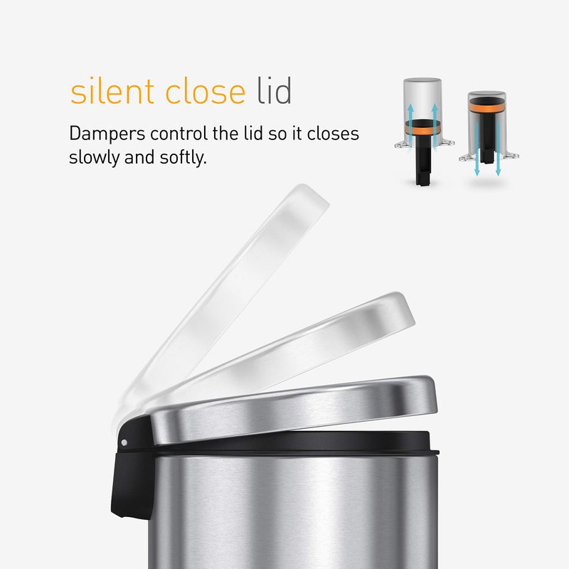 simplehuman 4.5 Liter Bathroom Trash Can, White Steel - Image 5