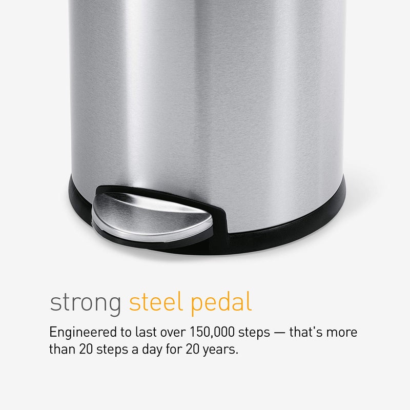 simplehuman 4.5 Liter Bathroom Trash Can, White Steel - Image 4