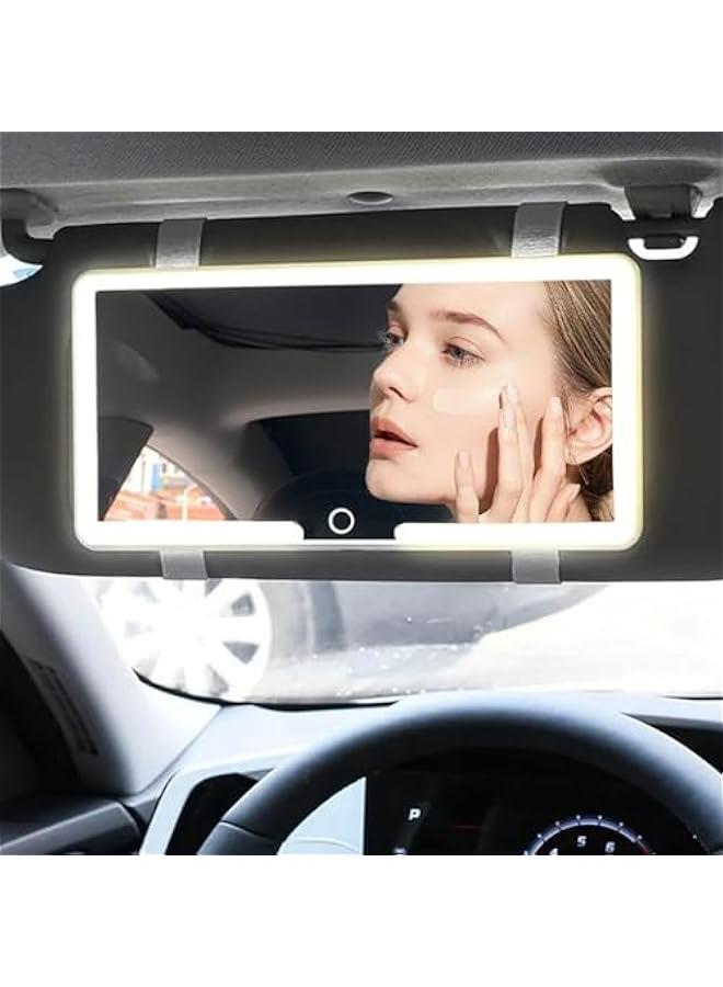 Rechargeable Sun Visor Vanity Mirror for Car with 3 Light Modes & Dimmable Touch Screen - Stylish Car Accessory for Women and Girls - Image 1
