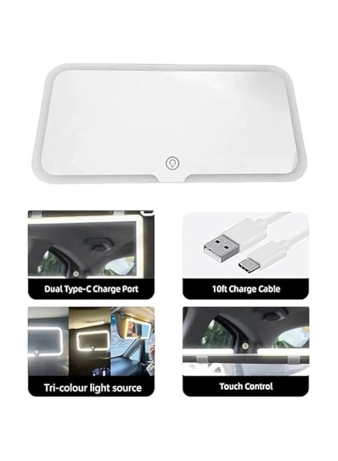 Rechargeable Sun Visor Vanity Mirror for Car with 3 Light Modes & Dimmable Touch Screen - Stylish Car Accessory for Women and Girls - Image 4