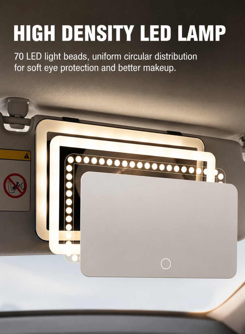 Sisily Car Vanity Mirror With 3 Adjustable Light Modes, 45 LED Beads, USB Rechargeable ABS Sun Visor Makeup Mirror 24.2 x 12 x 1.5 cm For Travel And Daily Driving - Image 5