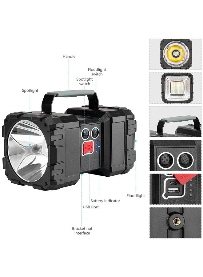 W844 Multifunctional LED Searchlight, 800m Long Range Spotlight & Floodlight, 10000mAh Power Bank, IPX4, for Camping, Emergency & Work. - Image 4